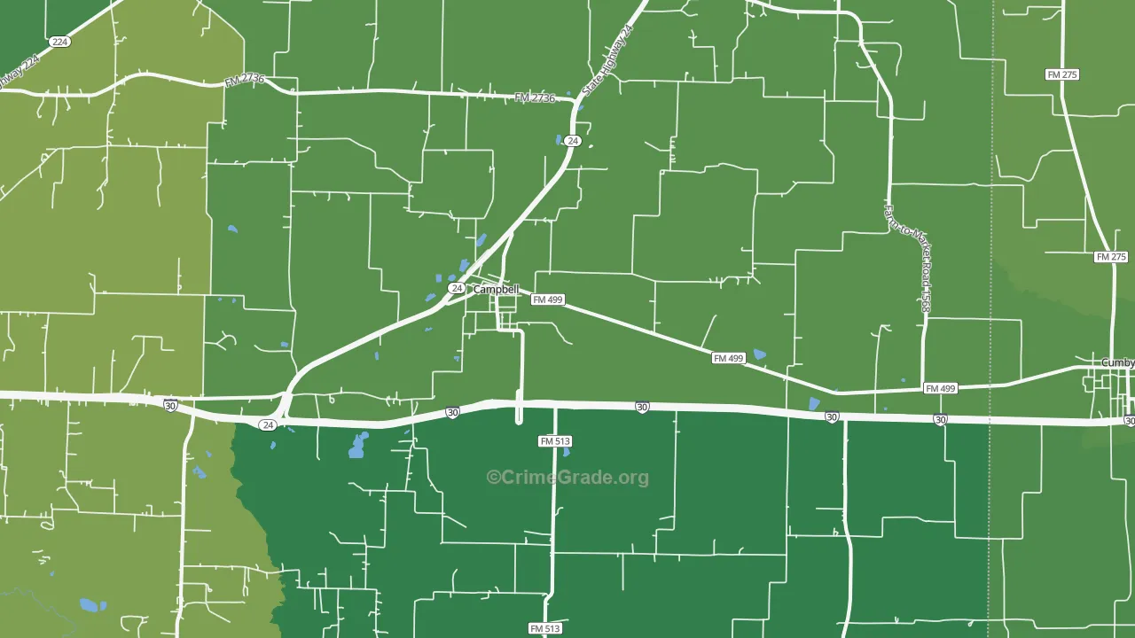 75422, TX Map of Vehicle Theft Rates