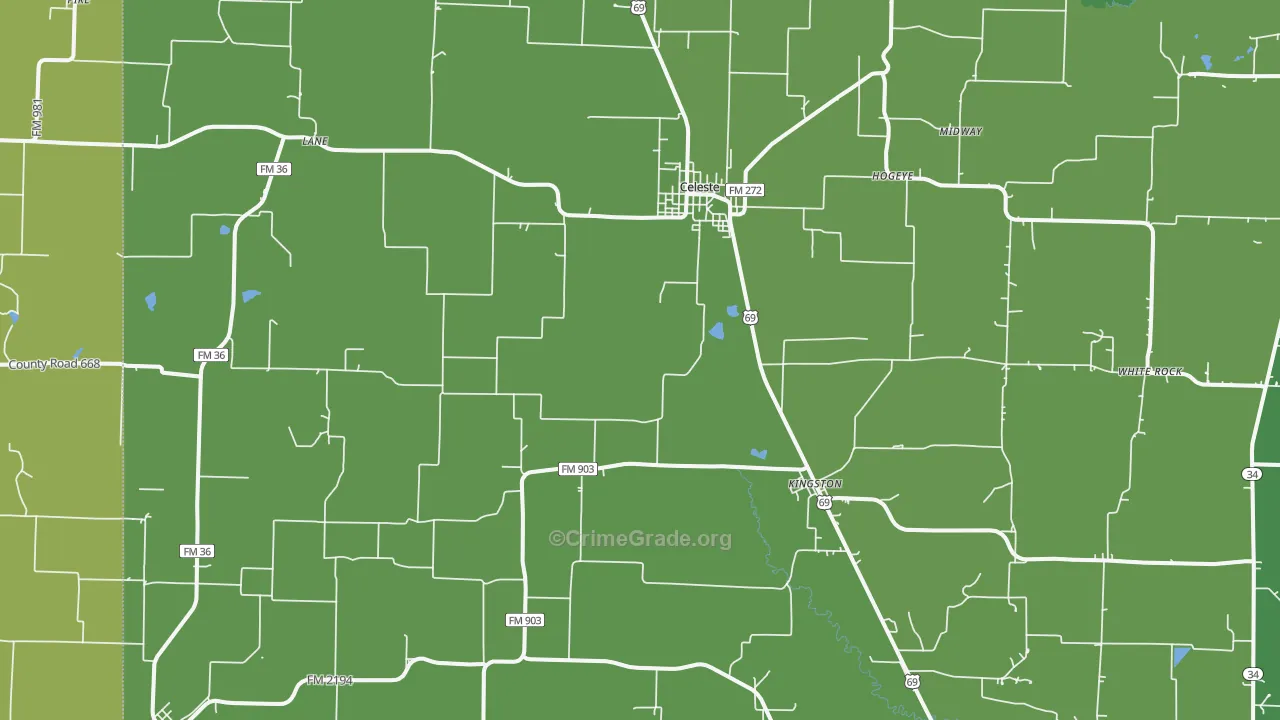 75423, TX Map of Vehicle Theft Rates