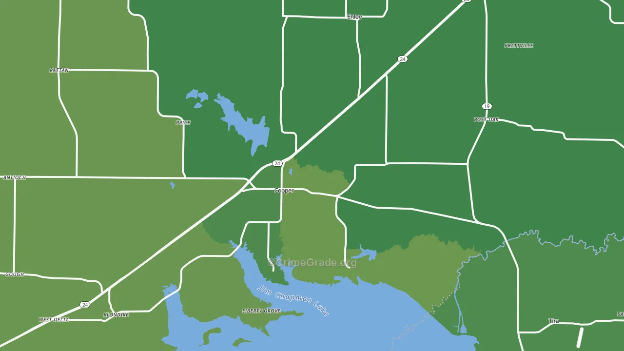 75432, TX Map of Vehicle Theft Rates