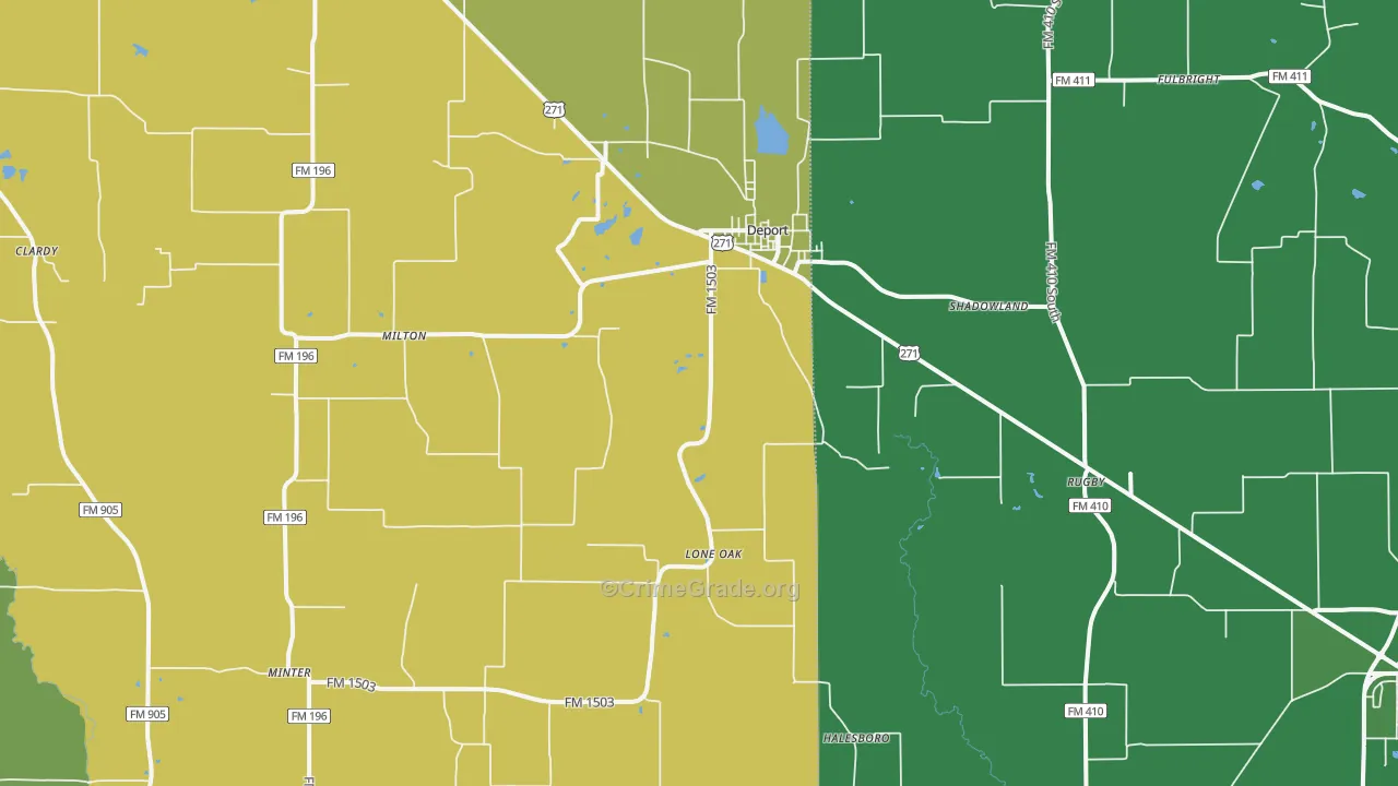 75435, TX Map of Vehicle Theft Rates