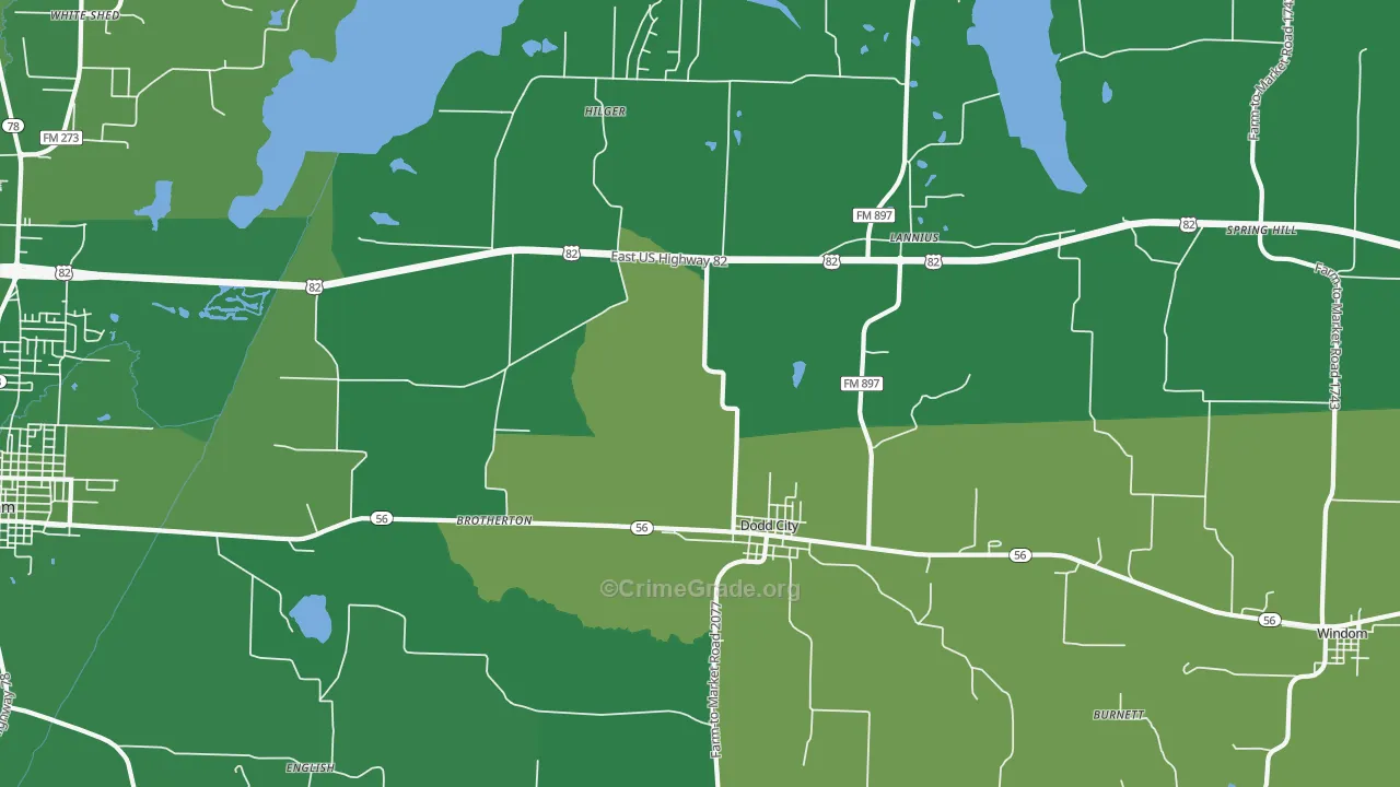 75438, TX Map of Vehicle Theft Rates