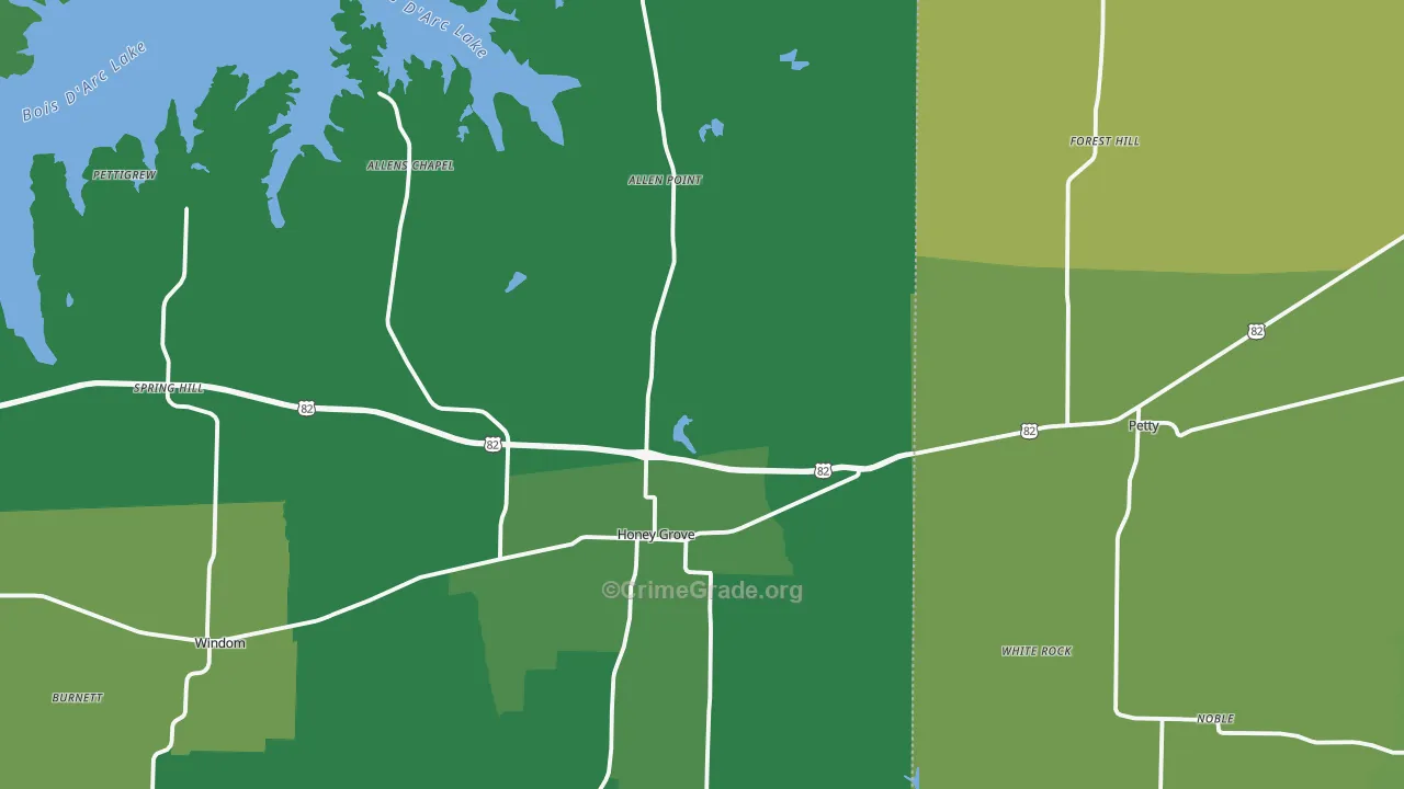 75446, TX Map of Vehicle Theft Rates