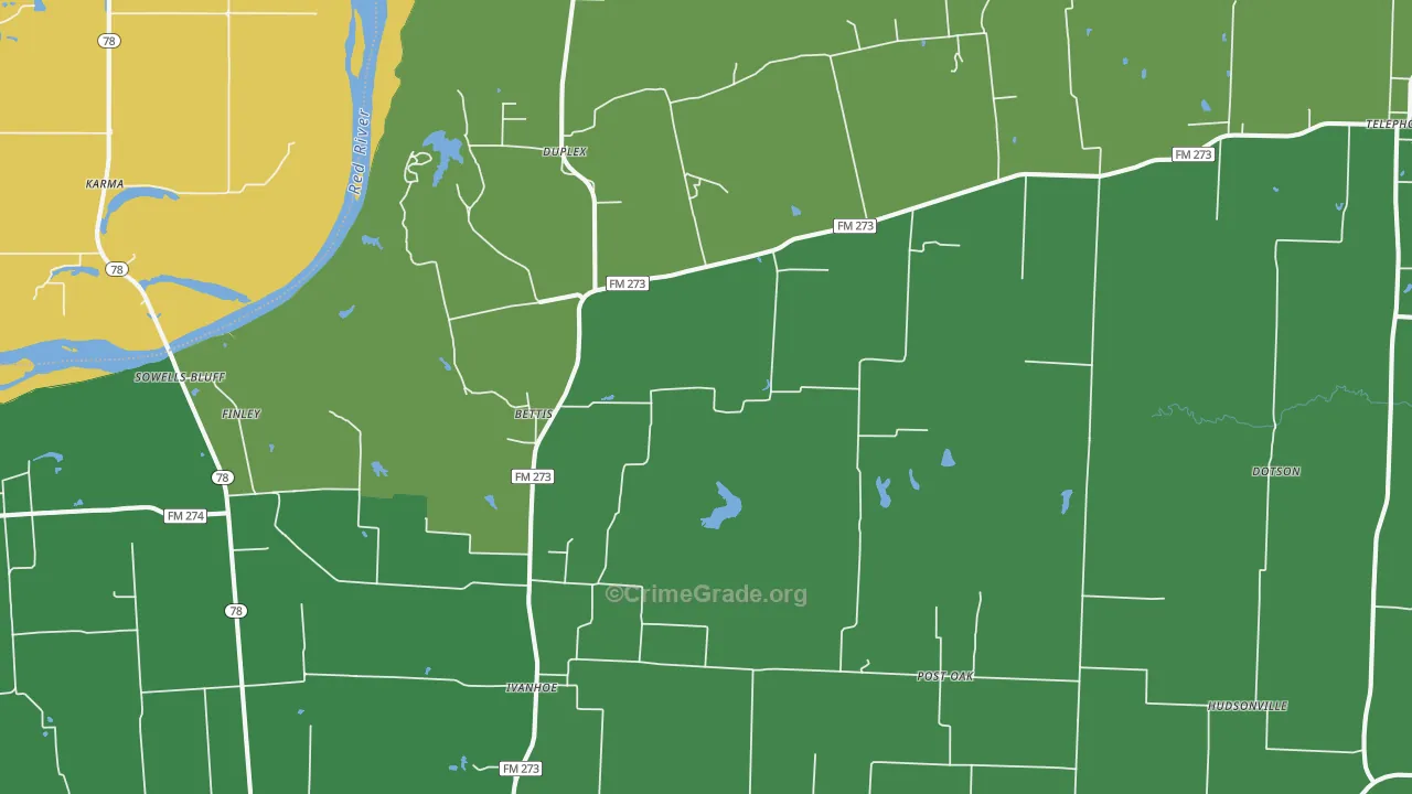 75447, TX Map of Vehicle Theft Rates