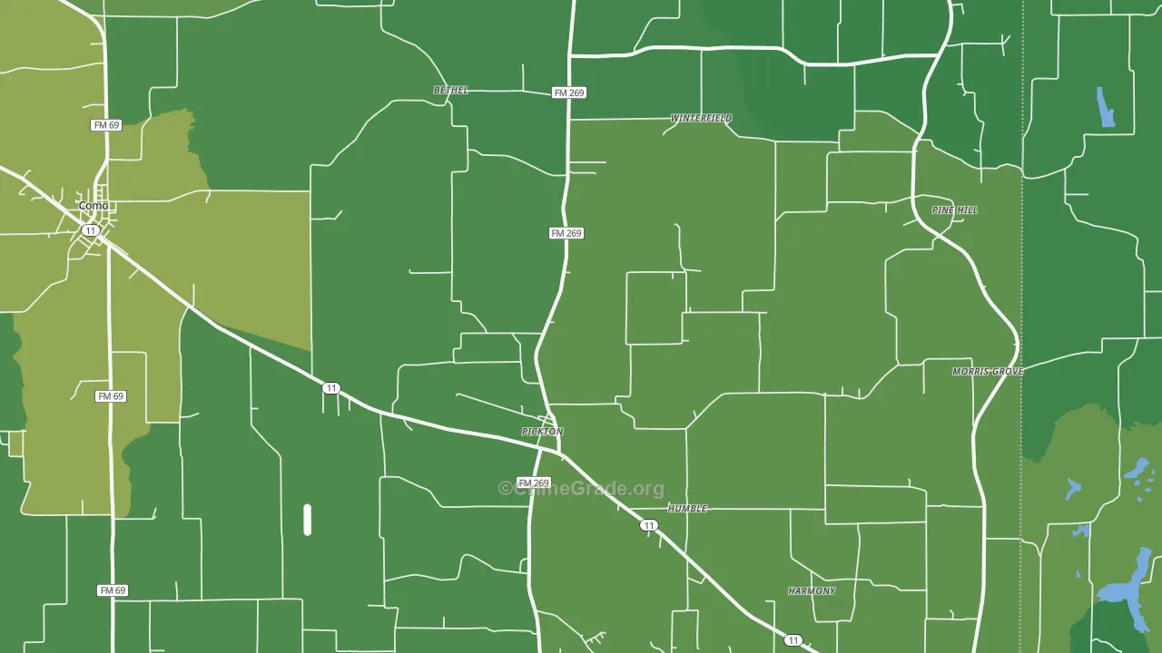 75471, TX Map of Vehicle Theft Rates
