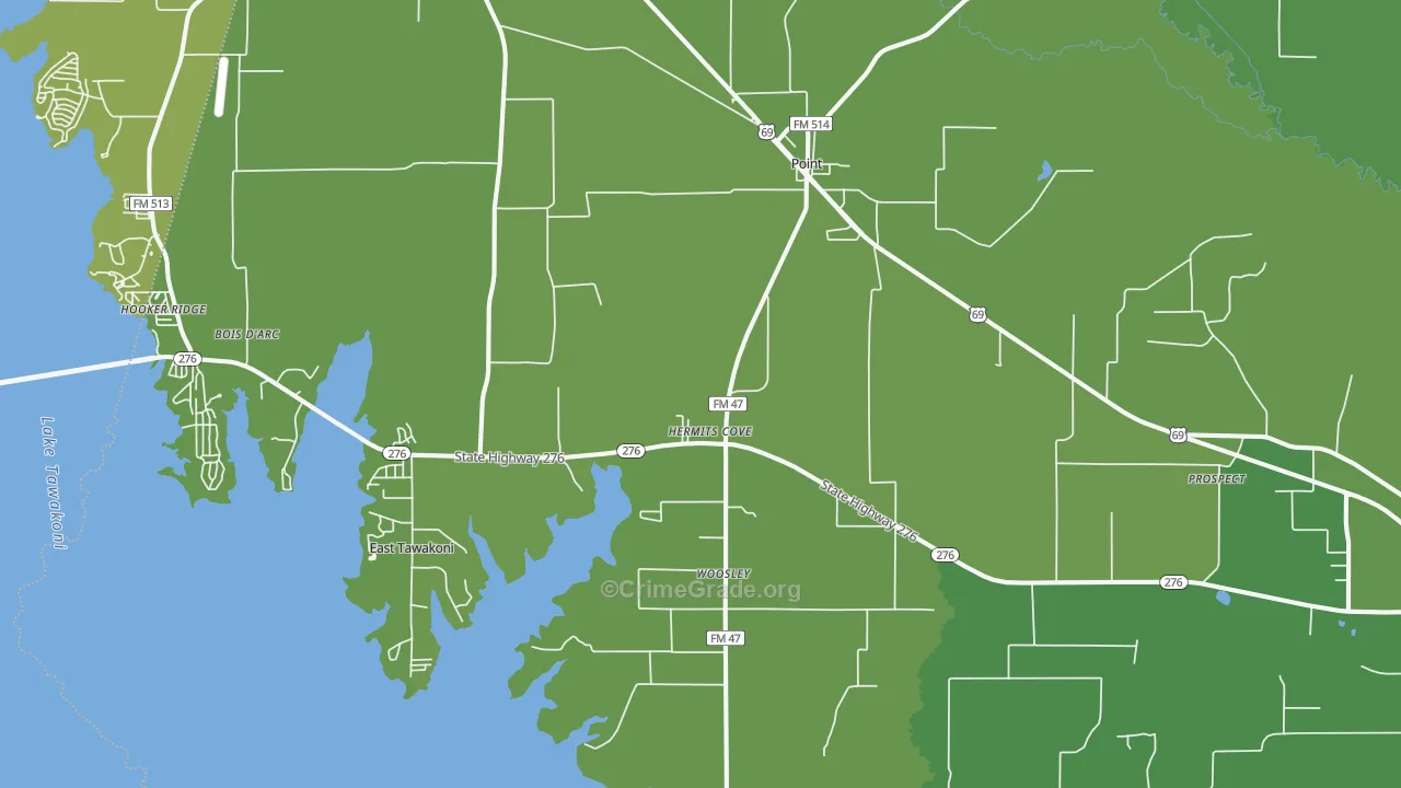 75472, TX Map of Vehicle Theft Rates