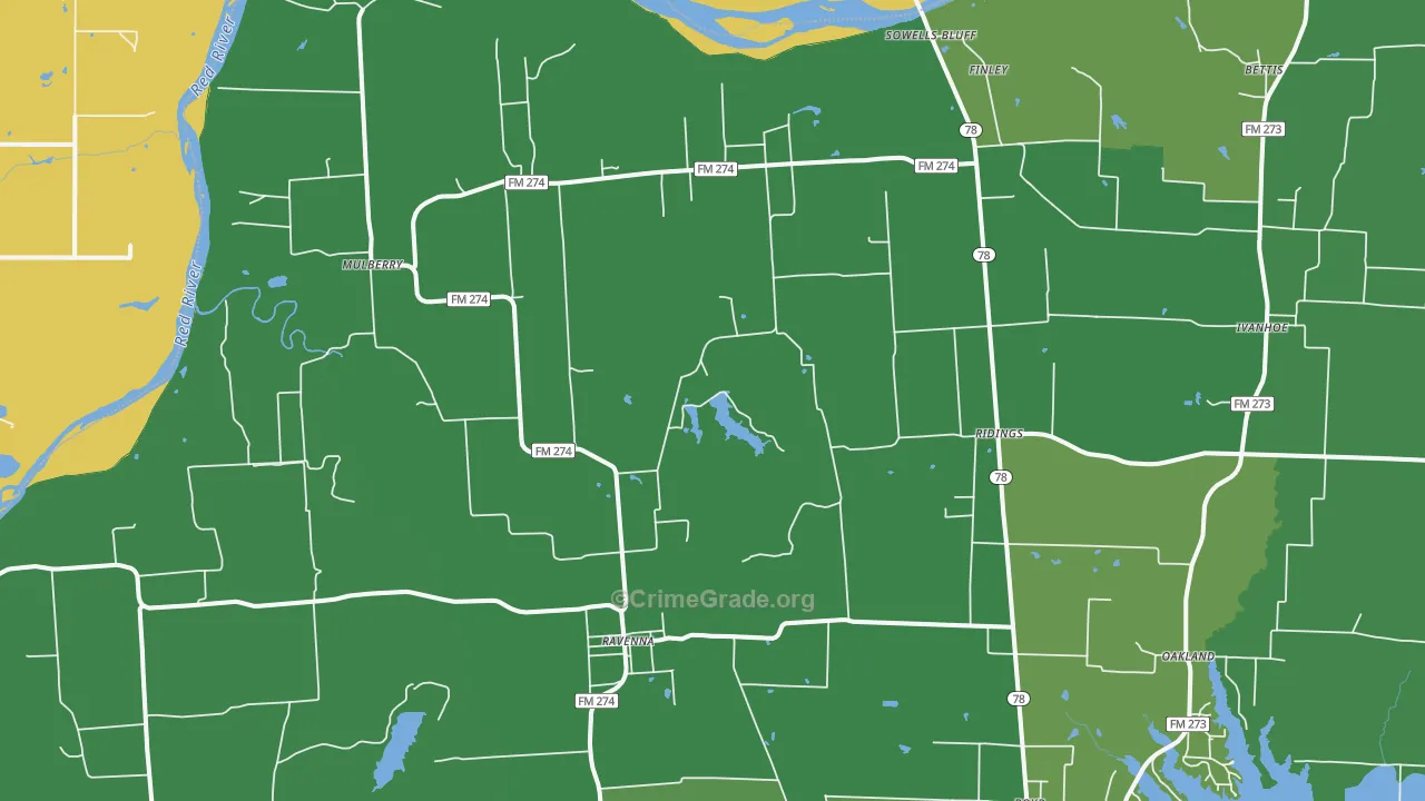 75476, TX Map of Vehicle Theft Rates