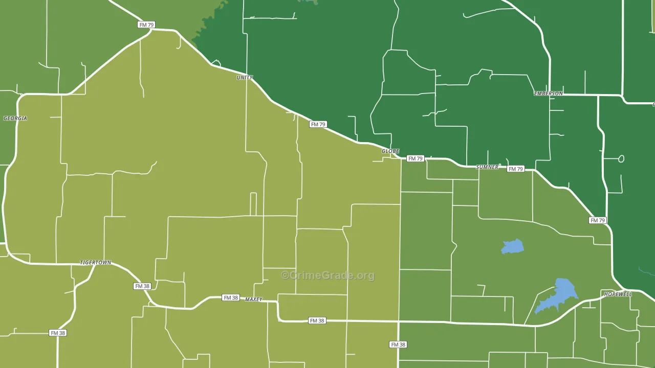 75486, TX Map of Vehicle Theft Rates