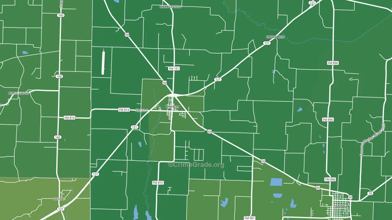 75490, TX Map of Vehicle Theft Rates