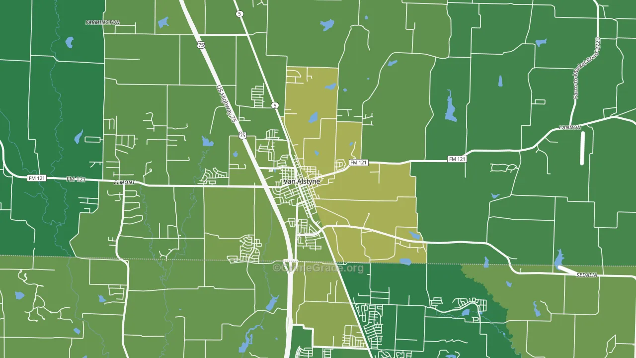 75495, TX Map of Vehicle Theft Rates