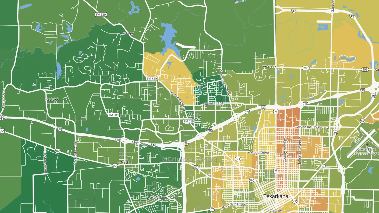 75503, TX Map of Vehicle Theft Rates
