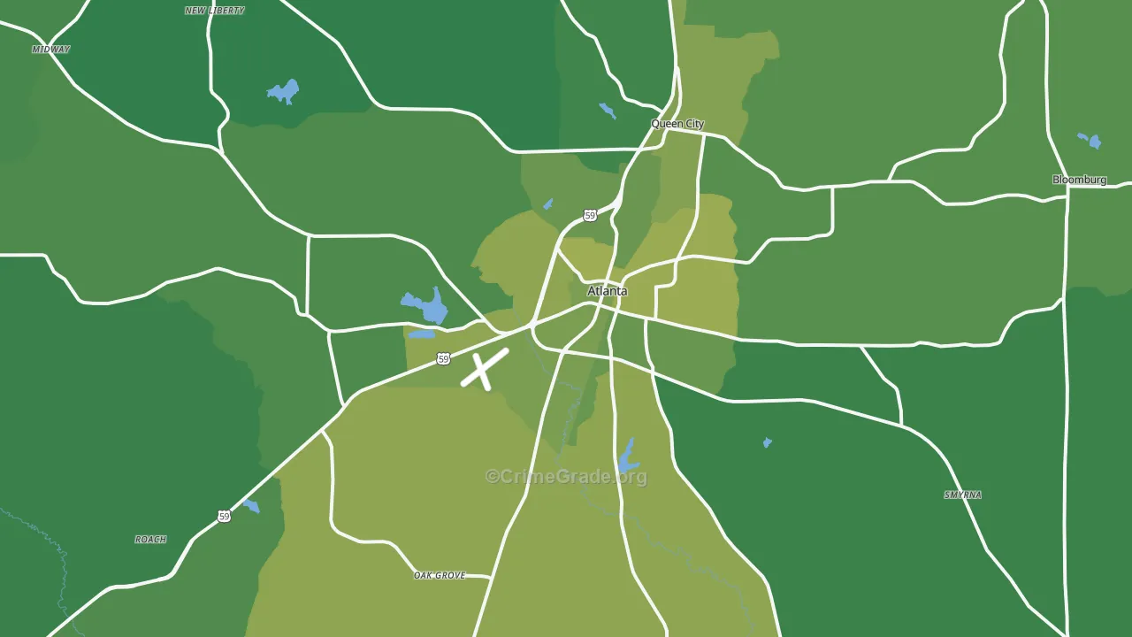 75551, TX Map of Vehicle Theft Rates