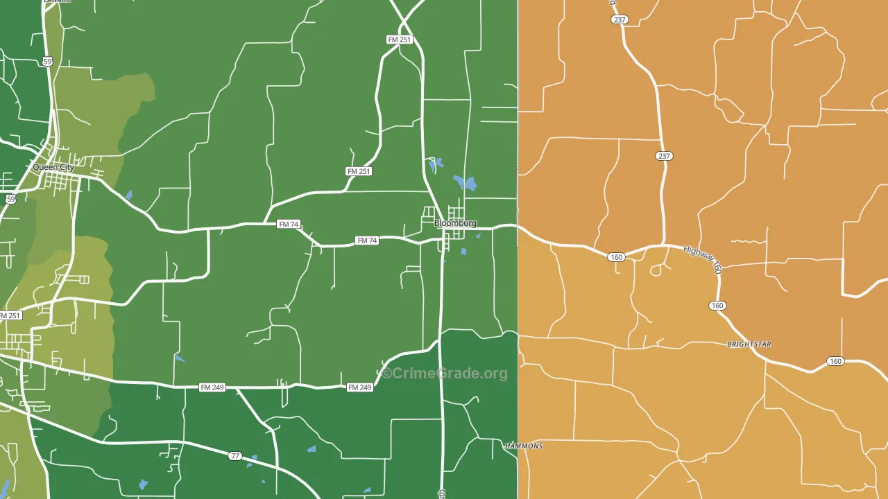 75556, TX Map of Vehicle Theft Rates