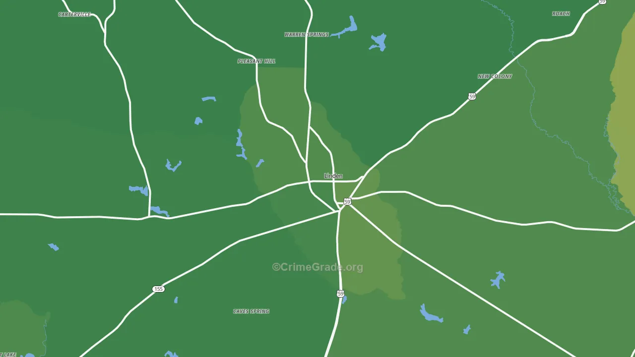 75563, TX Map of Vehicle Theft Rates