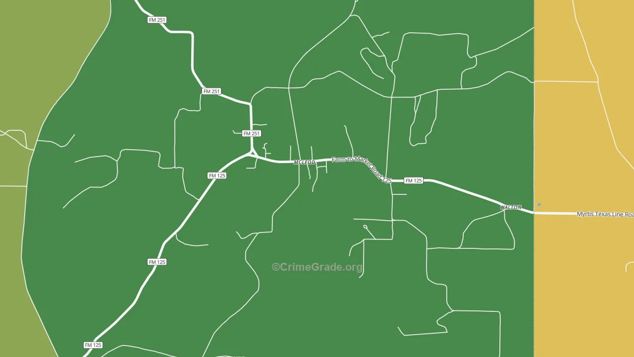 75565, TX Map of Vehicle Theft Rates