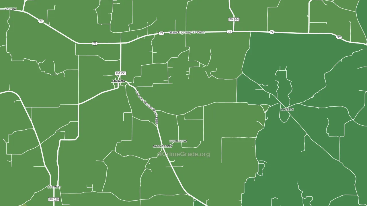 75566, TX Map of Vehicle Theft Rates