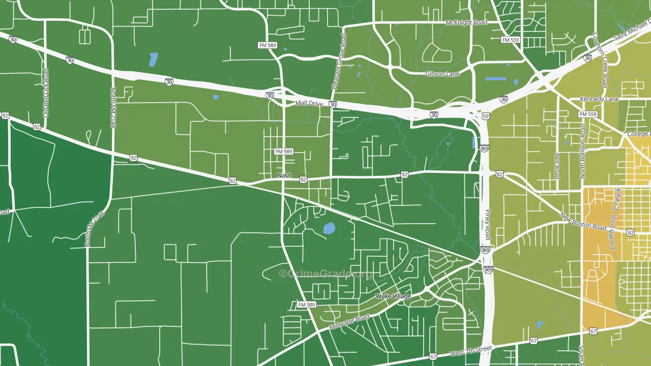 75569, TX Map of Vehicle Theft Rates