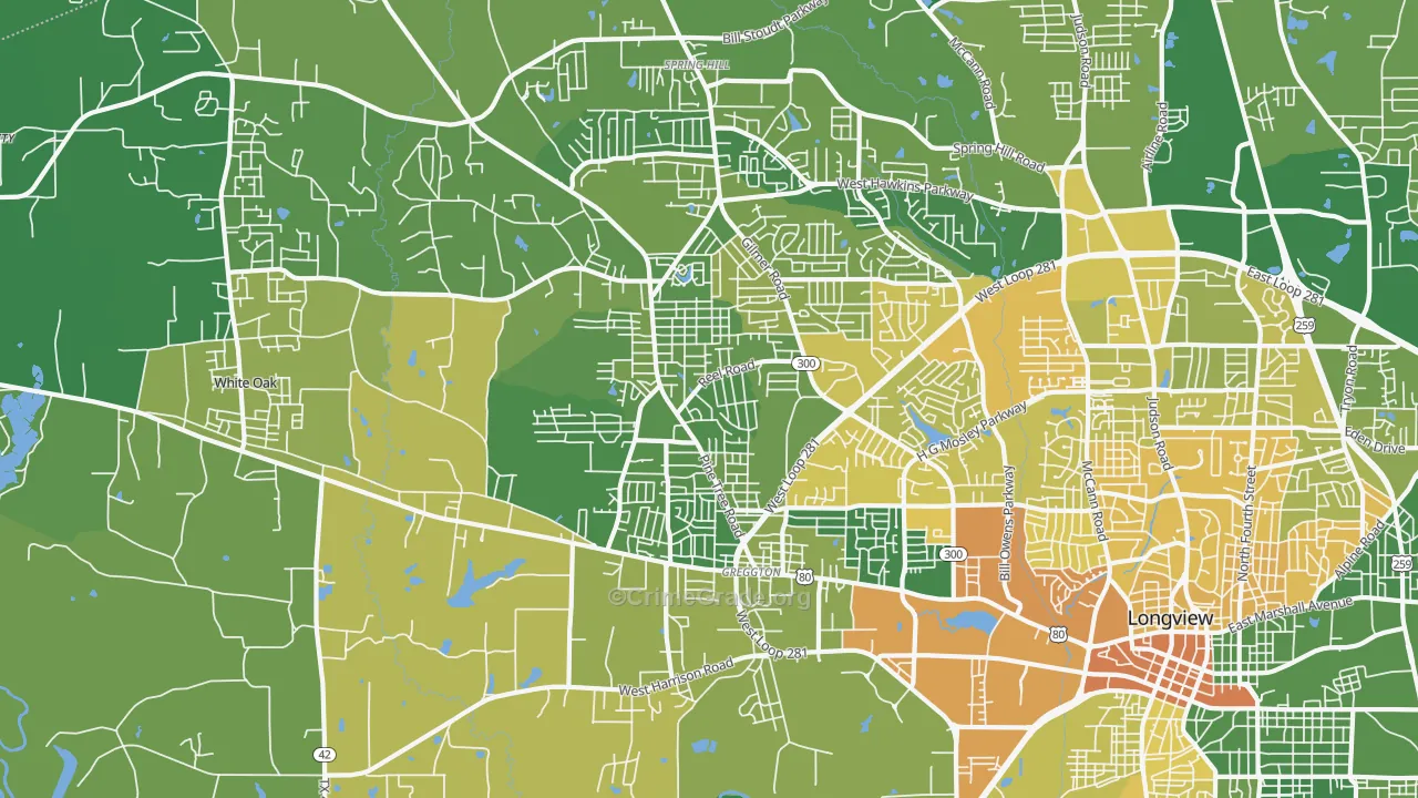 75604, TX Map of Vehicle Theft Rates
