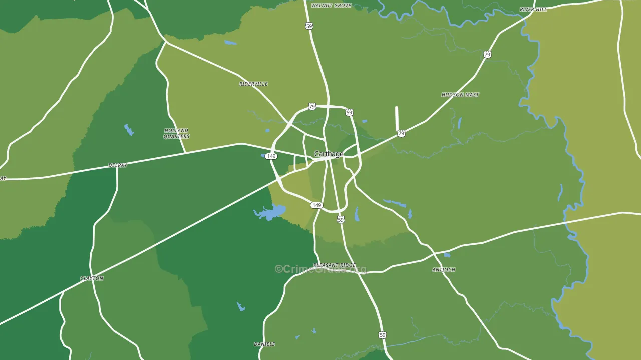 75633, TX Map of Vehicle Theft Rates