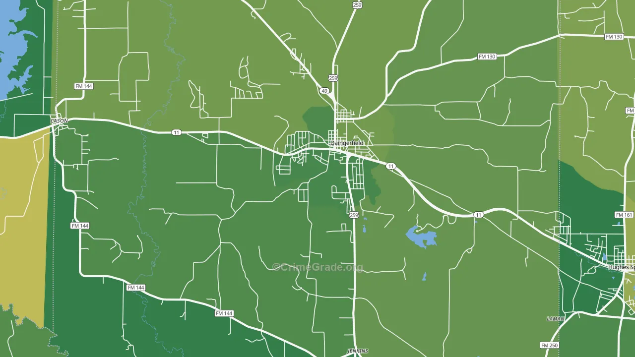 75638, TX Map of Vehicle Theft Rates