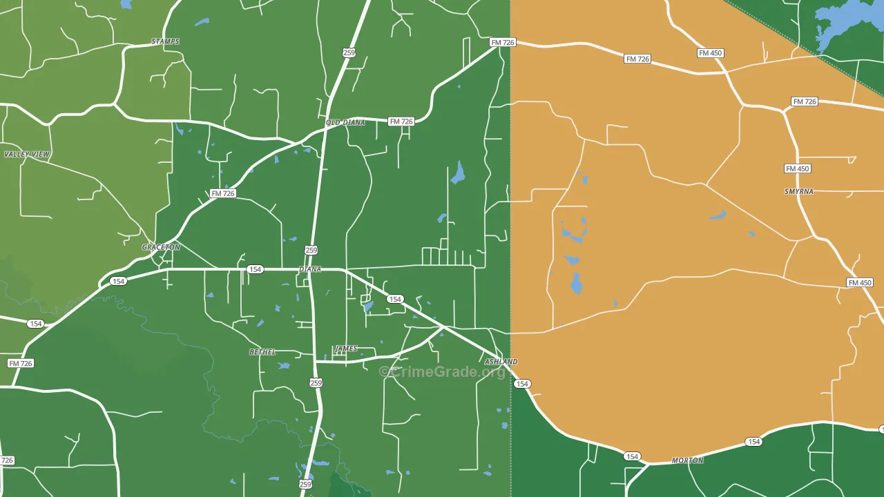 75640, TX Map of Vehicle Theft Rates
