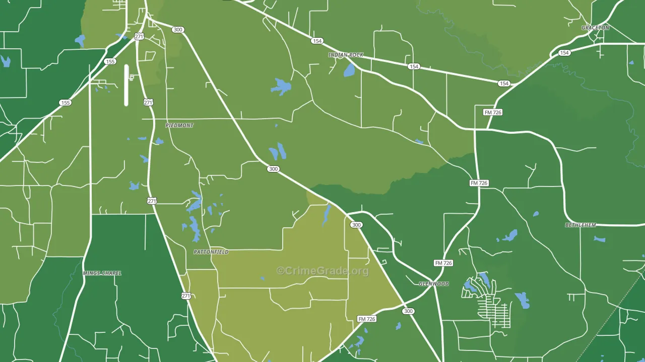 75645, TX Map of Vehicle Theft Rates