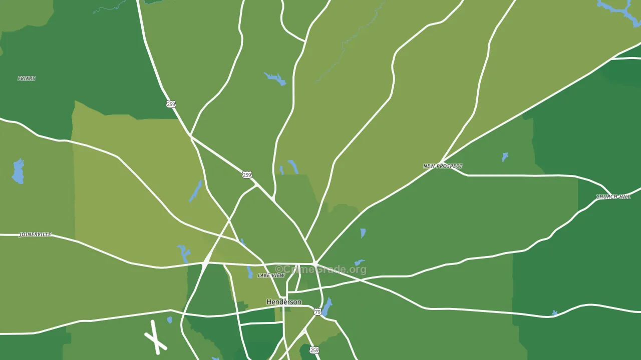 75652, TX Map of Vehicle Theft Rates
