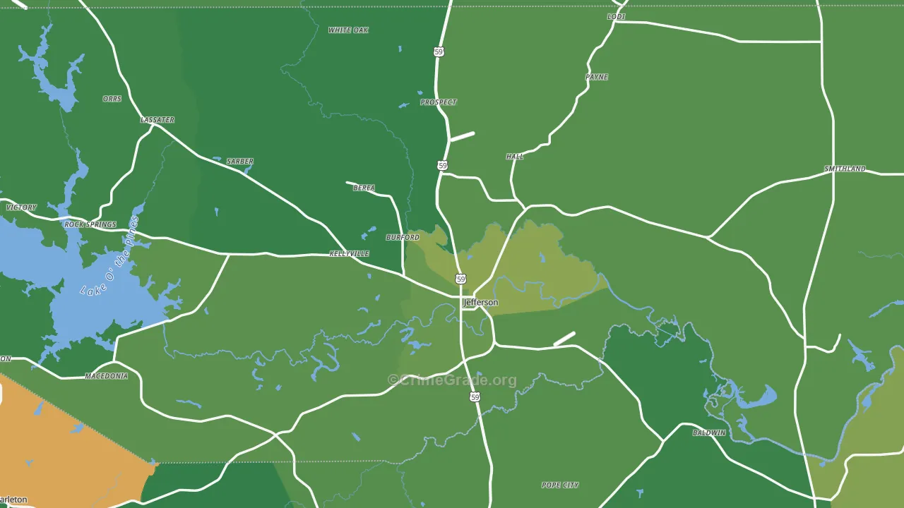 75657, TX Map of Vehicle Theft Rates