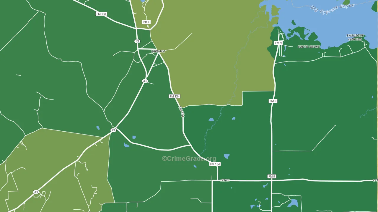 75661, TX Map of Vehicle Theft Rates