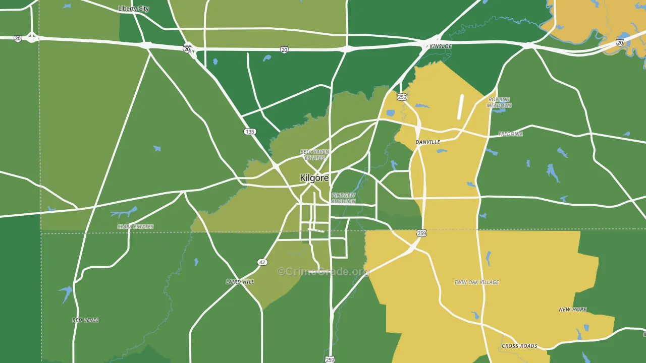 75662, TX Map of Vehicle Theft Rates