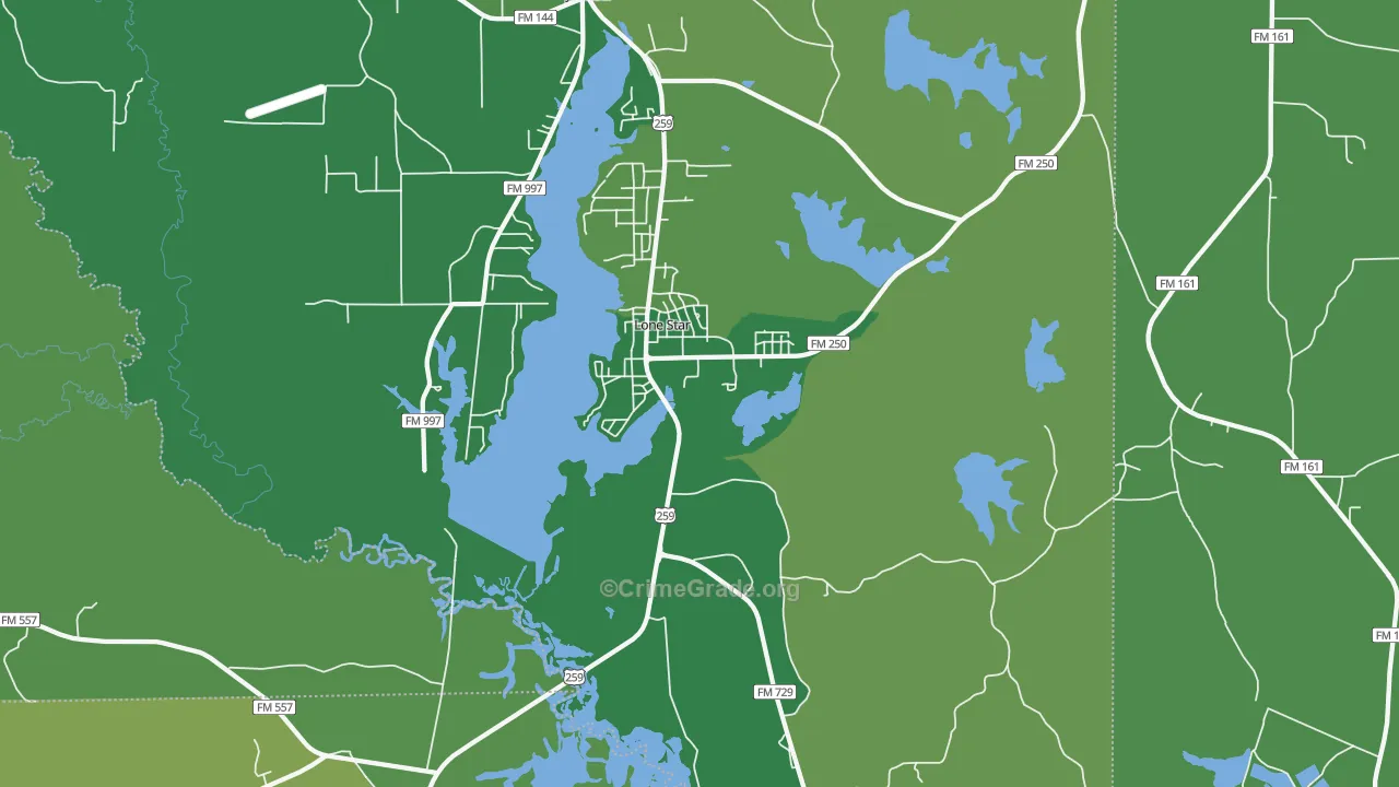 75668, TX Map of Vehicle Theft Rates