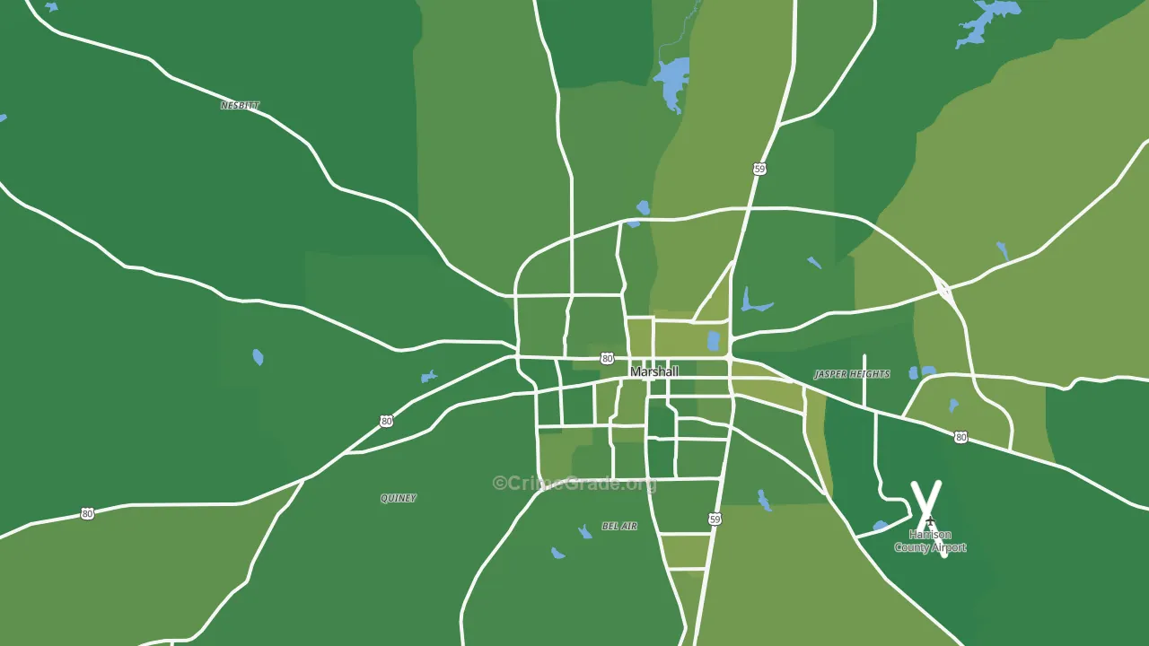 75670, TX Map of Vehicle Theft Rates