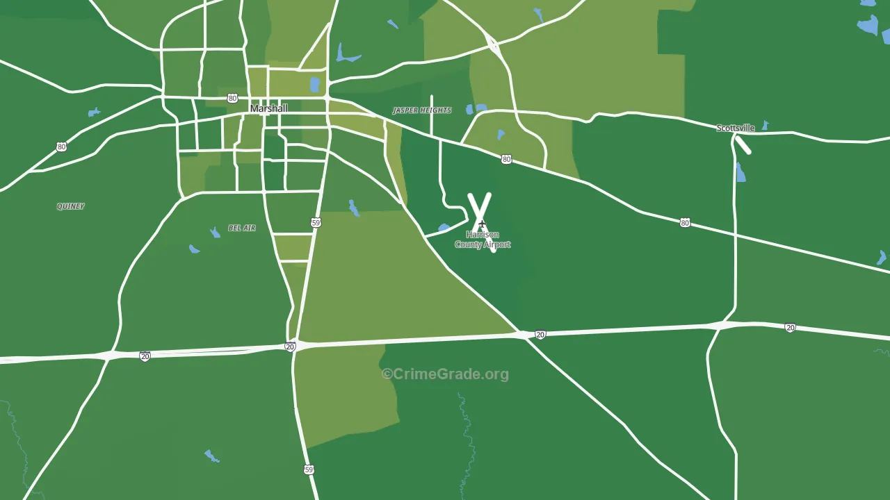 75672, TX Map of Vehicle Theft Rates