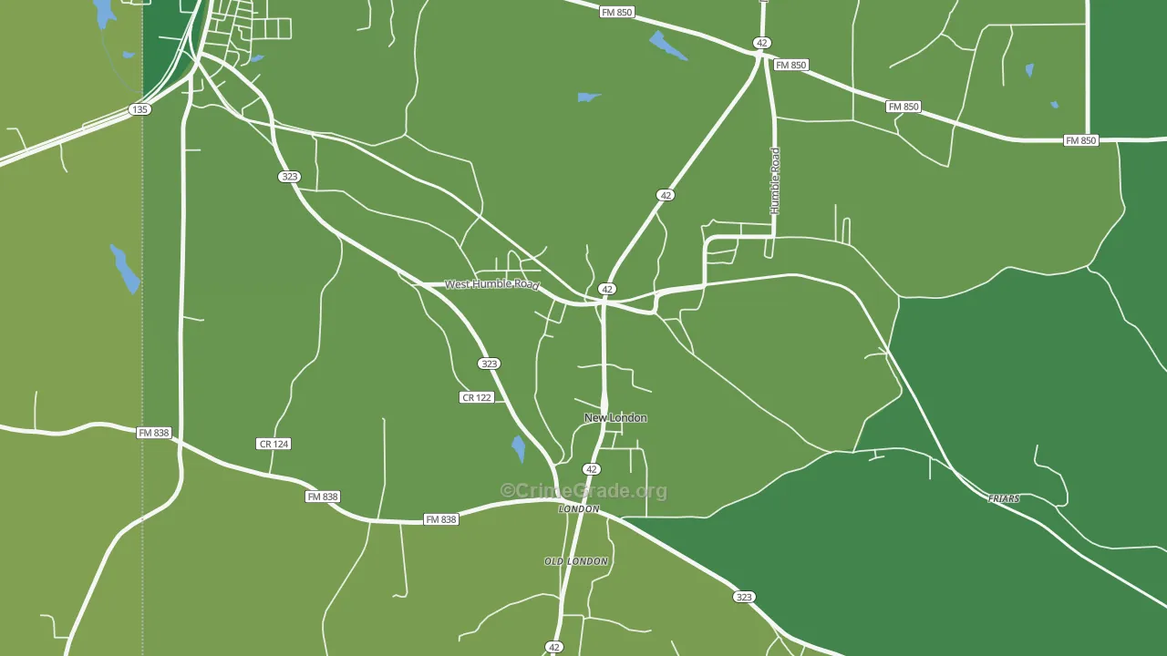75682, TX Map of Vehicle Theft Rates