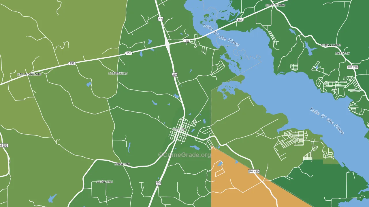 75683, TX Map of Vehicle Theft Rates