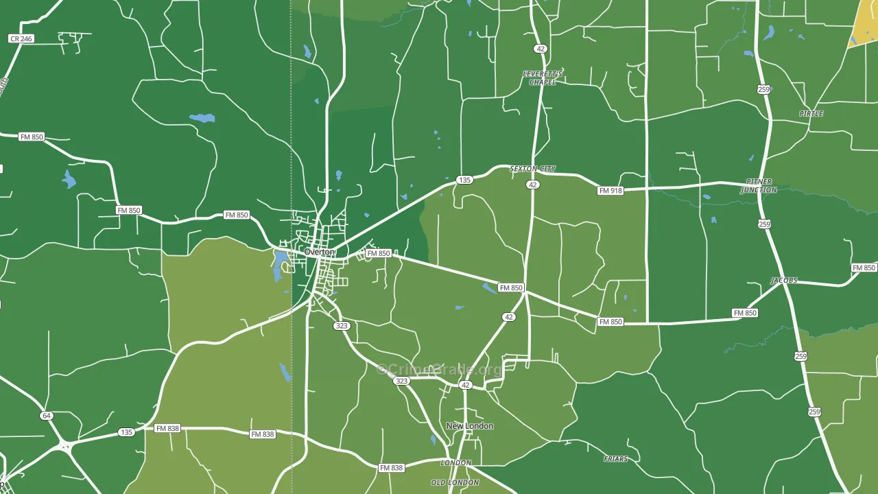 75684, TX Map of Vehicle Theft Rates