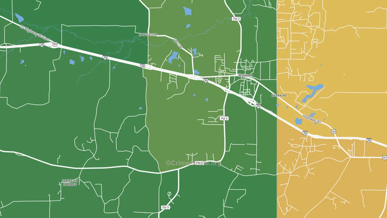 75692, TX Map of Vehicle Theft Rates