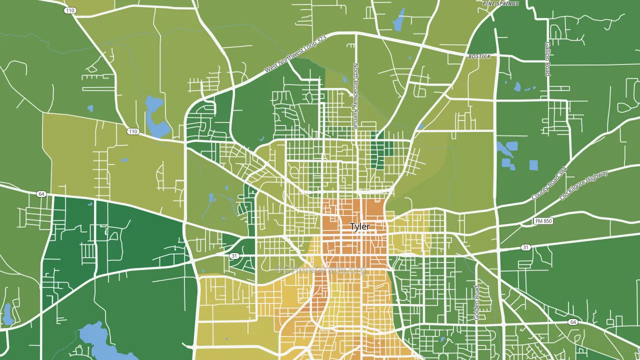 75702, TX Map of Vehicle Theft Rates
