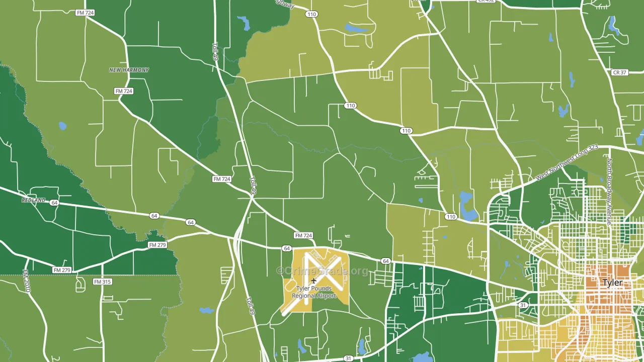75704, TX Map of Vehicle Theft Rates