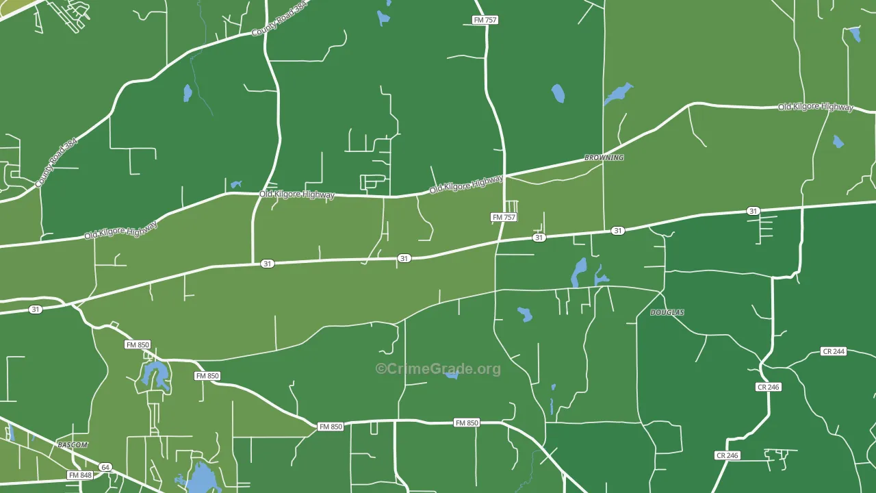 75705, TX Map of Vehicle Theft Rates