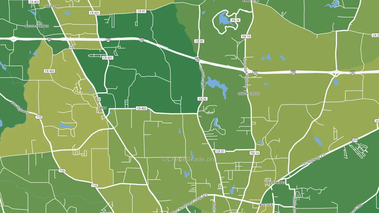 75706, TX Map of Vehicle Theft Rates