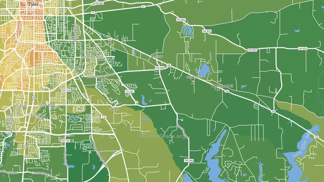 75707, TX Map of Vehicle Theft Rates