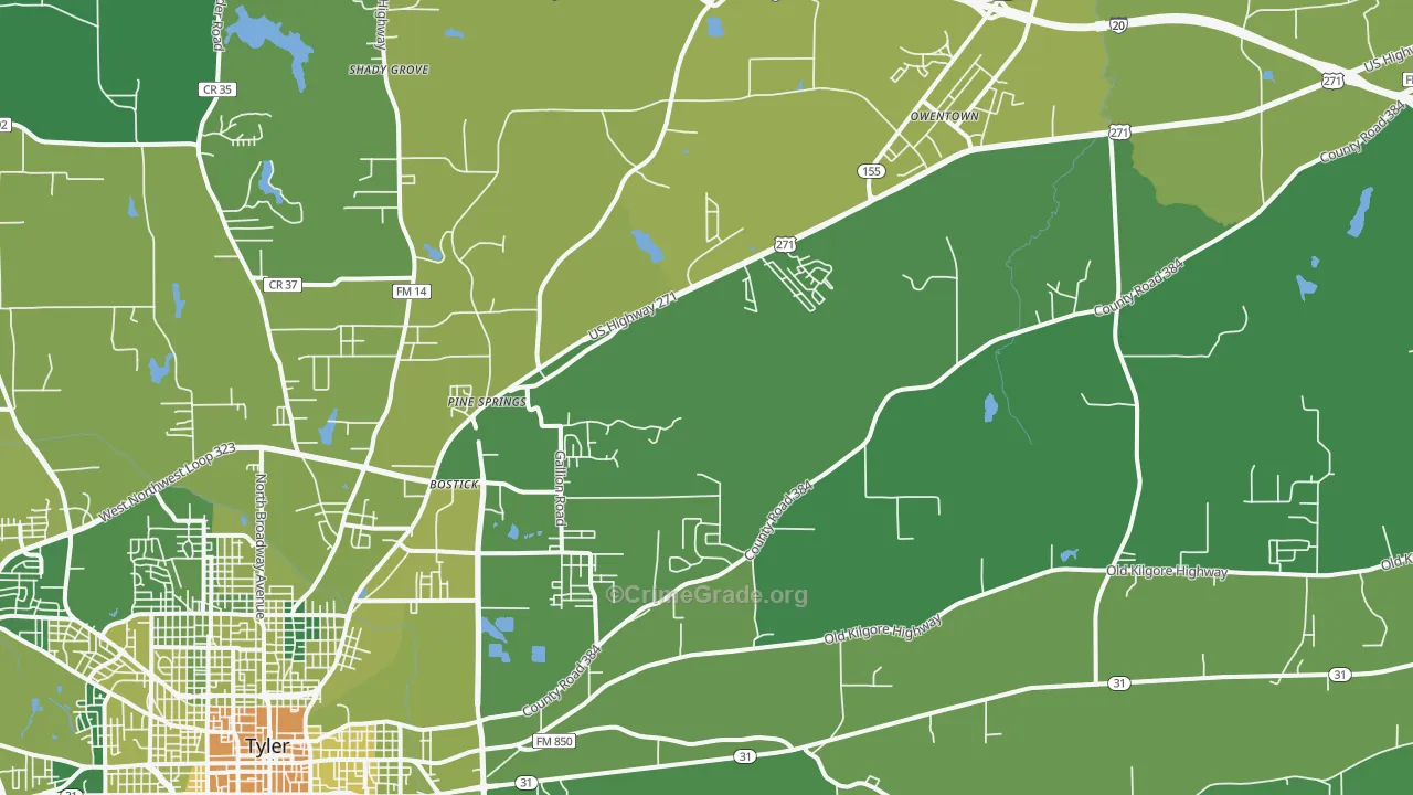 75708, TX Map of Vehicle Theft Rates
