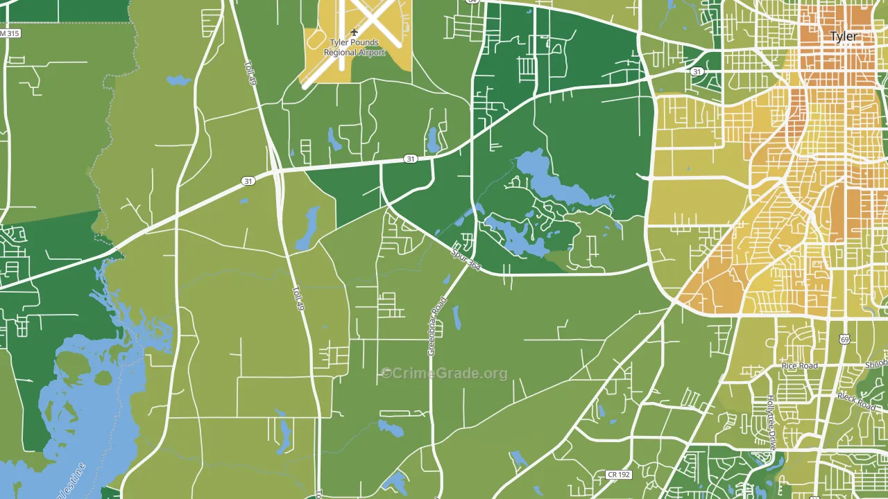 75709, TX Map of Vehicle Theft Rates