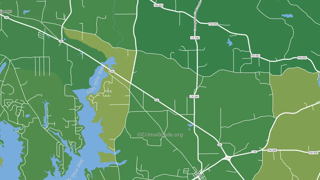 75750, TX Map of Vehicle Theft Rates