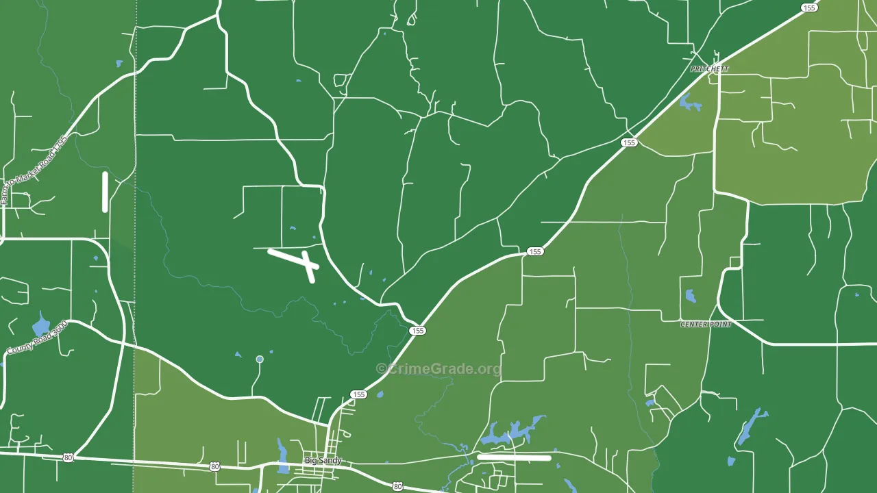 75755, TX Map of Vehicle Theft Rates