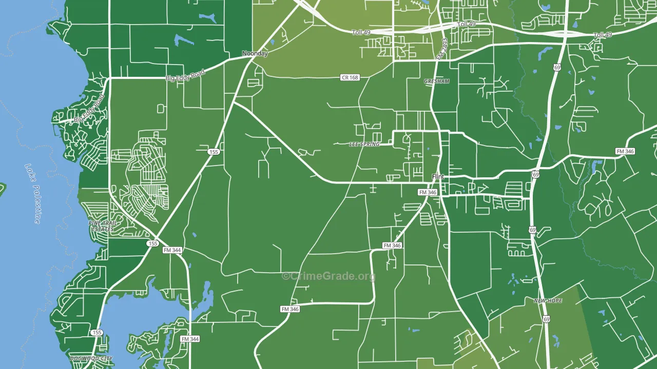 75762, TX Map of Vehicle Theft Rates