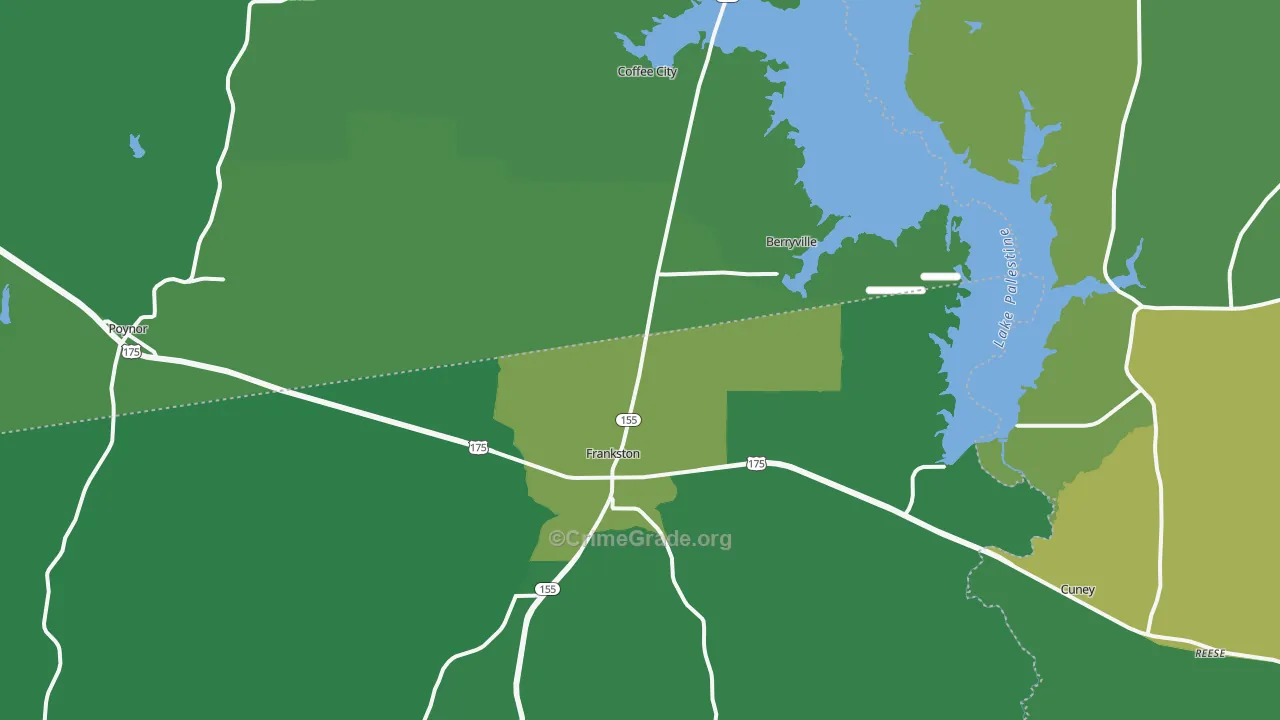 75763, TX Map of Vehicle Theft Rates