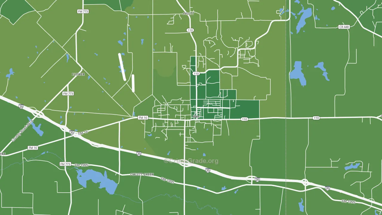 75790, TX Map of Vehicle Theft Rates