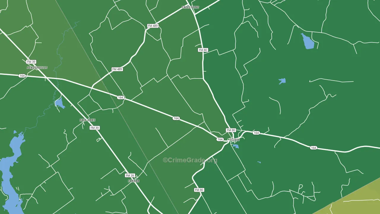 75838, TX Map of Vehicle Theft Rates