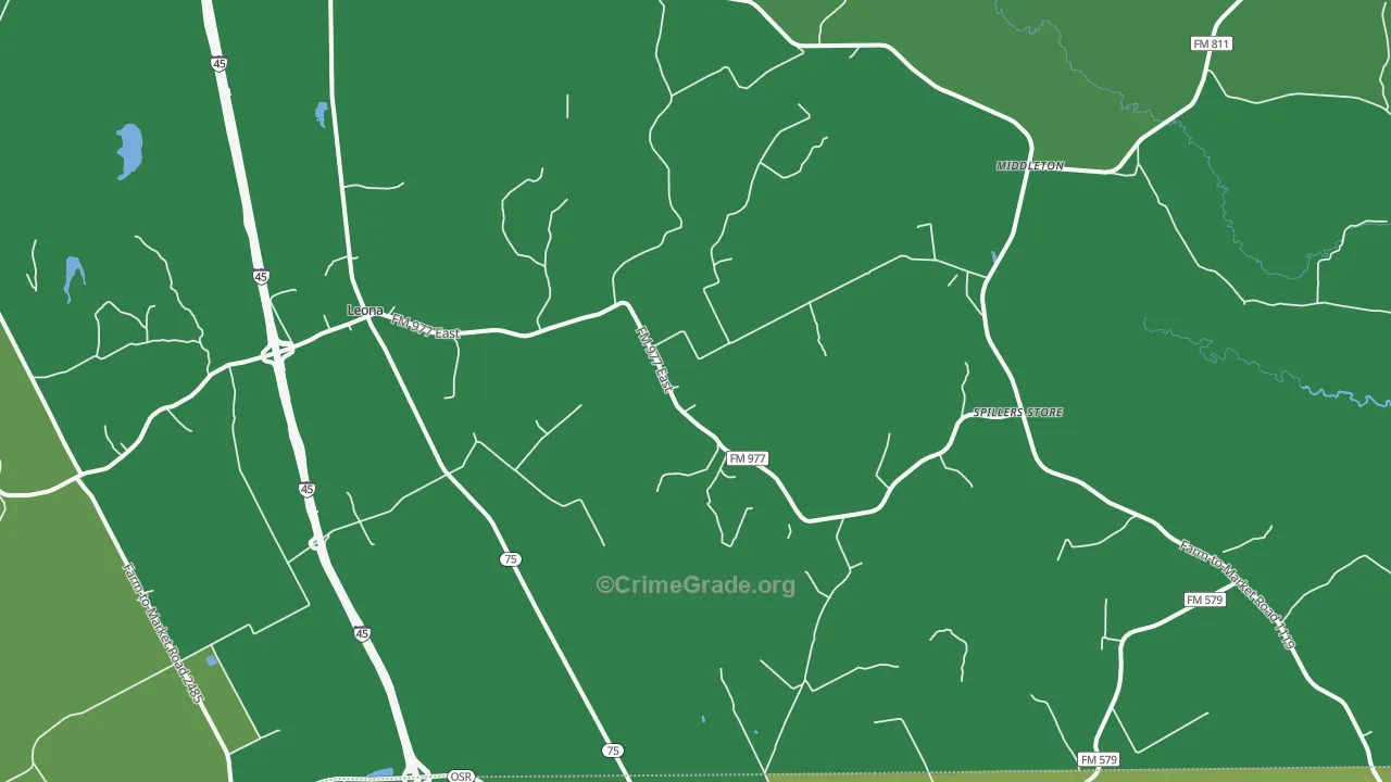 75850, TX Map of Vehicle Theft Rates